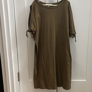 Rebecca Minkoff Olive Green Mini Cold-Shoulder Dress